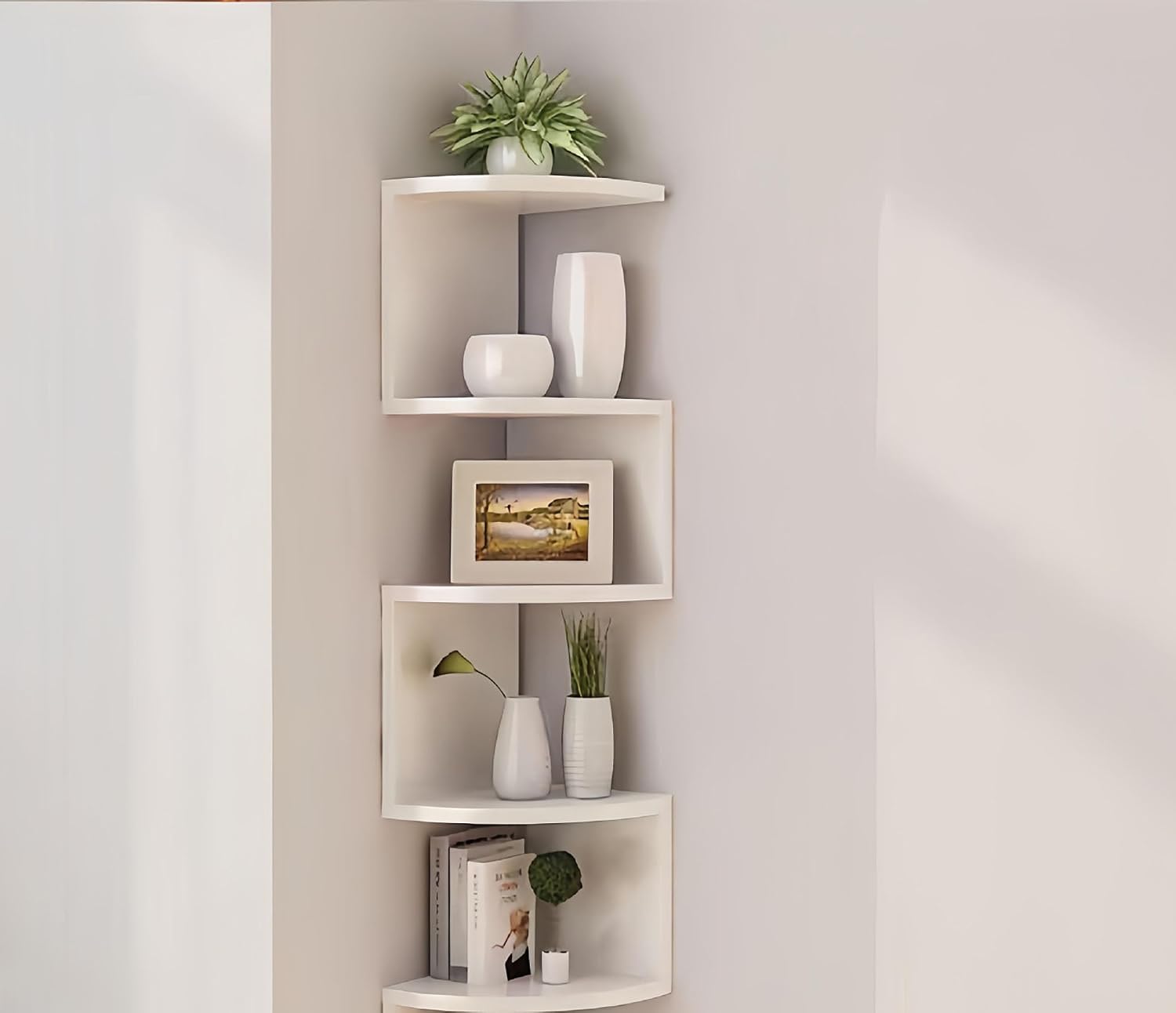 FRAWENLECO white 5-tier corner shelf.